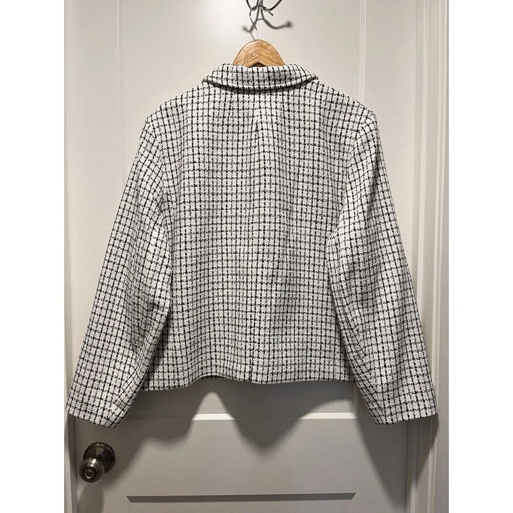 J Crew Women's Tweed Blazer Size 22 Collared Checked Lined Lady Jacket
